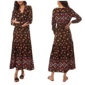 Myra Bag Nighty Charishma Maxi Dress Black Aztec Floral Size Medium